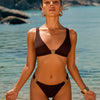 Bikini Set for Women Two Piece Swimsuits V Neck Low Rise Crisscross Back Self Tie Spaghetti Straps