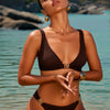 Bikini Set for Women Two Piece Swimsuits V Neck Low Rise Crisscross Back Self Tie Spaghetti Straps