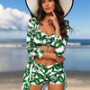 Women's 3 Piece Swimsuits Sexy Bikini Sets Triangle Bathing Suit Tropical Beach Cover up Kimono Swimwear