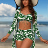 Women's 3 Piece Swimsuits Sexy Bikini Sets Triangle Bathing Suit Tropical Beach Cover up Kimono Swimwear
