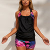 Modest Tankini Swimsuits for Women, Two Piece Athletic Womens Bathing Suits Blouson Tank Tops with Board Shorts