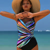 Women's One Piece Swimsuits Tummy Control Ruched Push Up Bathing Suit Tie Back Slimming Swimwear