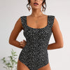 Womens One Piece Swimsuit Retro Square Neck Tummy Control Bathing Suits Ruched Modest Full Coverage Swimwear
