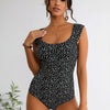 Womens One Piece Swimsuit Retro Square Neck Tummy Control Bathing Suits Ruched Modest Full Coverage Swimwear
