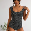 Womens One Piece Swimsuit Retro Square Neck Tummy Control Bathing Suits Ruched Modest Full Coverage Swimwear
