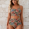 Women's Bikini Sets Floral Print Whip Stitch 2 Piece Swimsuits High Waisted Scoop Bathing Suits