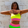 Women's High Waisted Bikini Sets Sporty Two Piece Swimsuits Color Block Cheeky High Cut Bathing Suits