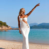 Women's 2 Piece Outfits Twist Strapless Bandeau Crop Tops and Tie Front Bodycon Maxi Skirt Set