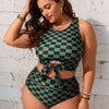 Womens Plus Size Bikini Sets High Waisted Scoop Neck Bahting Suits