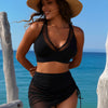Women's Bikini Sets Three Piece Swimsuit V Neck Textured Halter Back