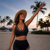 Women's Bikini Sets Three Piece Swimsuit V Neck Textured Halter Back