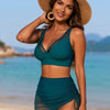 Women's Bikini Sets Three Piece Swimsuit V Neck Textured Halter Back