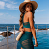 Women's Bikini Sets Three Piece Swimsuit V Neck Textured Halter Back