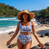 Women's High Waisted Bikini Sets Two Piece Swimsuit Color Block Sporty Athletic Moderate Coverage Bathing Suits