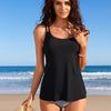 Women's Tankini Bathing Suit 2 Piece Tummy Control Swimsuit Scallop Trim Tankini Top with Bottom