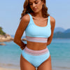 Women's Bikini Sets Two Piece Swimsuit Sporty Mid Rise Scoop Neck Adjustable Spaghetti Straps Textured Midkini