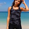 Womens Two Piece Swimsuit Ruffle High Waisted Tankinis Flowy Bathing Suit Modest Swimwear with Pockets