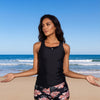 Womens Two Piece Swimsuit Ruffle High Waisted Tankinis Flowy Bathing Suit Modest Swimwear with Pockets
