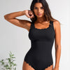 Women's One Piece Swimsuit Sports Adjustable Strap Bathing Suit Color Block Ribbed High Cut Swimsuits