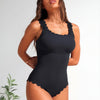 Women's One Piece Swimsuit Sports Adjustable Strap Bathing Suit Color Block Ribbed High Cut Swimsuits