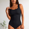 Women's One Piece Swimsuit Sports Adjustable Strap Bathing Suit Color Block Ribbed High Cut Swimsuits