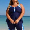 Plus Size Swimsuit for Women Two Piece Modest Tankini Full Coverage Tummy Control Bathing Suits with Shorts