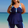 Plus Size Swimsuit for Women Two Piece Modest Tankini Full Coverage Tummy Control Bathing Suits with Shorts