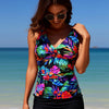 Women Tankini Swimsuits with Shorts - Two Piece Tummy Control Bathing Suits Top with Two Pockets Bottom Swimwear
