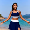 Women's High Waisted Bikini Sets Tummy Control Swim Skirt Two Piece Swim Suit Tummy Control Color Block Bathing Suit