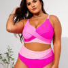 PLUS SIZE Women's Bikini Sets Two Piece Swimsuit High Waisted V Neck Twist Front Adjustable Spaghetti Straps Bathing Suit