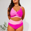 PLUS SIZE Women's Bikini Sets Two Piece Swimsuit High Waisted V Neck Twist Front Adjustable Spaghetti Straps Bathing Suit