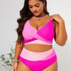 PLUS SIZE Women's Bikini Sets Two Piece Swimsuit High Waisted V Neck Twist Front Adjustable Spaghetti Straps Bathing Suit