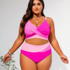 PLUS SIZE Women's Bikini Sets Two Piece Swimsuit High Waisted V Neck Twist Front Adjustable Spaghetti Straps Bathing Suit