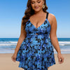 Women Plus Size One Piece Swim Dress Tummy Control Swimsuits Twist Front Bathing Suit Body Shaping Swimwear