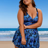 Women Plus Size One Piece Swim Dress Tummy Control Swimsuits Twist Front Bathing Suit Body Shaping Swimwear