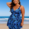 Women Plus Size One Piece Swim Dress Tummy Control Swimsuits Twist Front Bathing Suit Body Shaping Swimwear