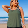 Womens Plus Size Tankini Swimsuit Two Piece Bathing Suits Swim Tank Top with Boy Short