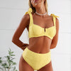 Women's Bikini Sets Two Piece Metal Swimsuits V Neck Lace Up Bathing Suits Sexy Wide Strap Tie Back Swimwear