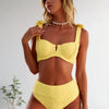 Women's Bikini Sets Two Piece Metal Swimsuits V Neck Lace Up Bathing Suits Sexy Wide Strap Tie Back Swimwear