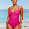 Womens Swimsuits Tummy Control Bathing Suit Slimming One Piece U-Ring Shapewear Swimwear with Ruched Waist