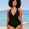 Women's Tummy Control Swimsuit One Piece Slimming Ruched Push Up Bathing Suit Vintage Padded Retro V Neck Swimwear