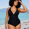 Women's Tummy Control Swimsuit One Piece Slimming Ruched Push Up Bathing Suit Vintage Padded Retro V Neck Swimwear