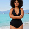 Women's Tummy Control Swimsuit One Piece Slimming Ruched Push Up Bathing Suit Vintage Padded Retro V Neck Swimwear