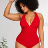 Women's Tummy Control Swimsuit One Piece Slimming Ruched Push Up Bathing Suit Vintage Padded Retro V Neck Swimwear