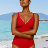 Women's One Piece Swimsuit V Neck Bathing Suit Cutout Back Self Tie Double Straps