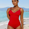Women's One Piece Swimsuit V Neck Bathing Suit Cutout Back Self Tie Double Straps