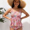 Tankini Swimsuit for Women Color Block Tummy Control Two Piece Bathing Suit Slimming Swim Top with Bottom