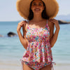 Tankini Swimsuit for Women Color Block Tummy Control Two Piece Bathing Suit Slimming Swim Top with Bottom