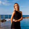 Women's 2 Piece Swimsuits Contrast Mesh One Shoulder Swim Top with Bottom Tankini Set