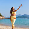 Women's 3 Piece Swimsuits Floral Halter String Bikini Set with Long Beach Skirt Cover Up Beachwear
